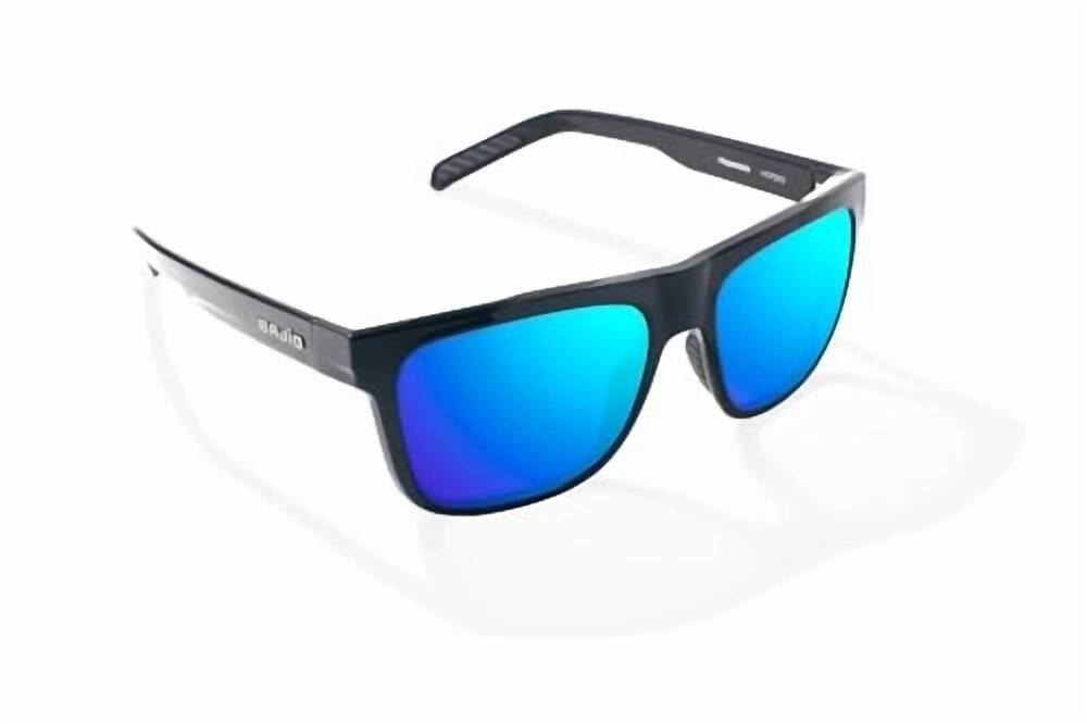 NEW BAJIO unisex hopedale sunglasses in black gloss /blue mirror glass